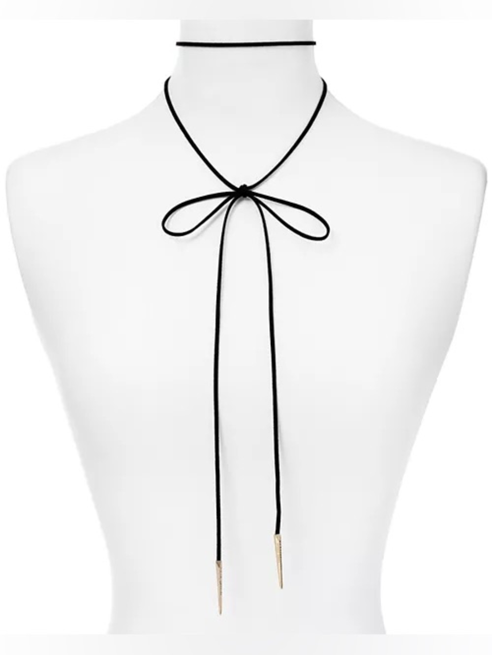 Kendra Scott Black Suede Wrap Choker with Gold Tips + Matching Earrings